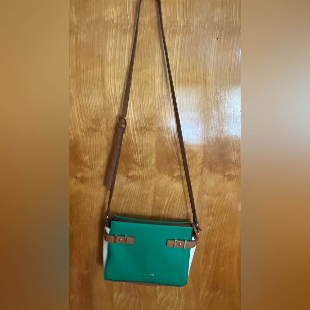 Liz Claiborne Green and Tan Crossbody Bag